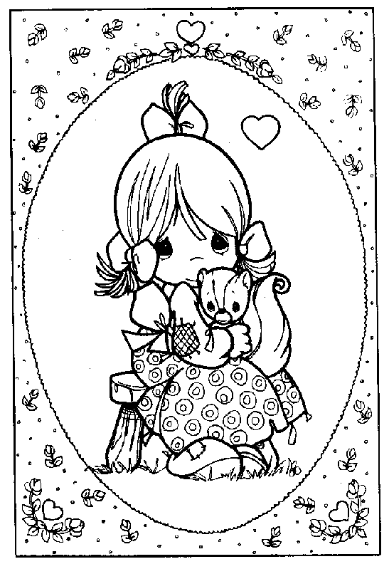 coloriage moments precieux la petite fille et son chaton